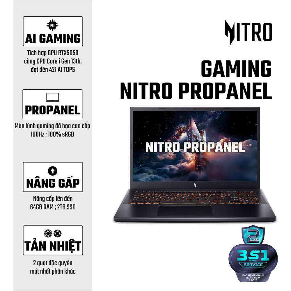 Laptop Acer Gaming Nitro ProPanel ANV15-52-59AA NH.QZ9SV.002 (i5-13420H | RTX 5050 | 15.6