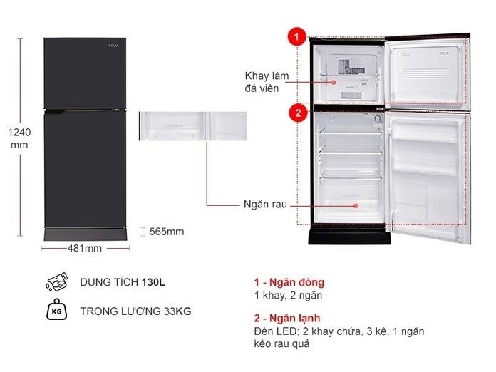 Tủ Lạnh Aqua AQR-T150FA 130 lít 