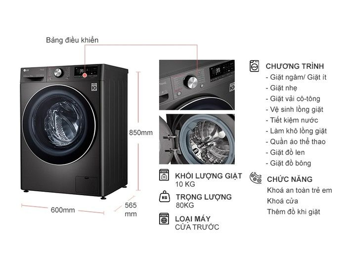 Máy giặt LG Inverter 10 kg FV1410S3B