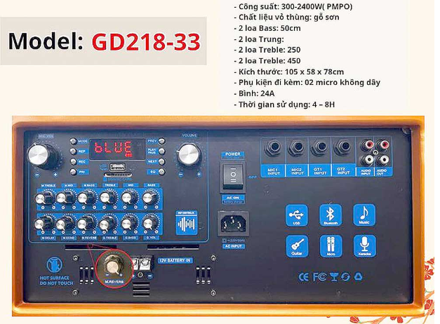 Loa di động KTV 4 tấc đôi 2 tầng GD218-33