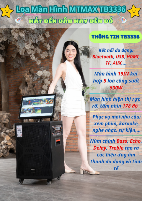 Loa Kéo Có Màn Hình MTMAX TB3336 / 19 inch / 500W